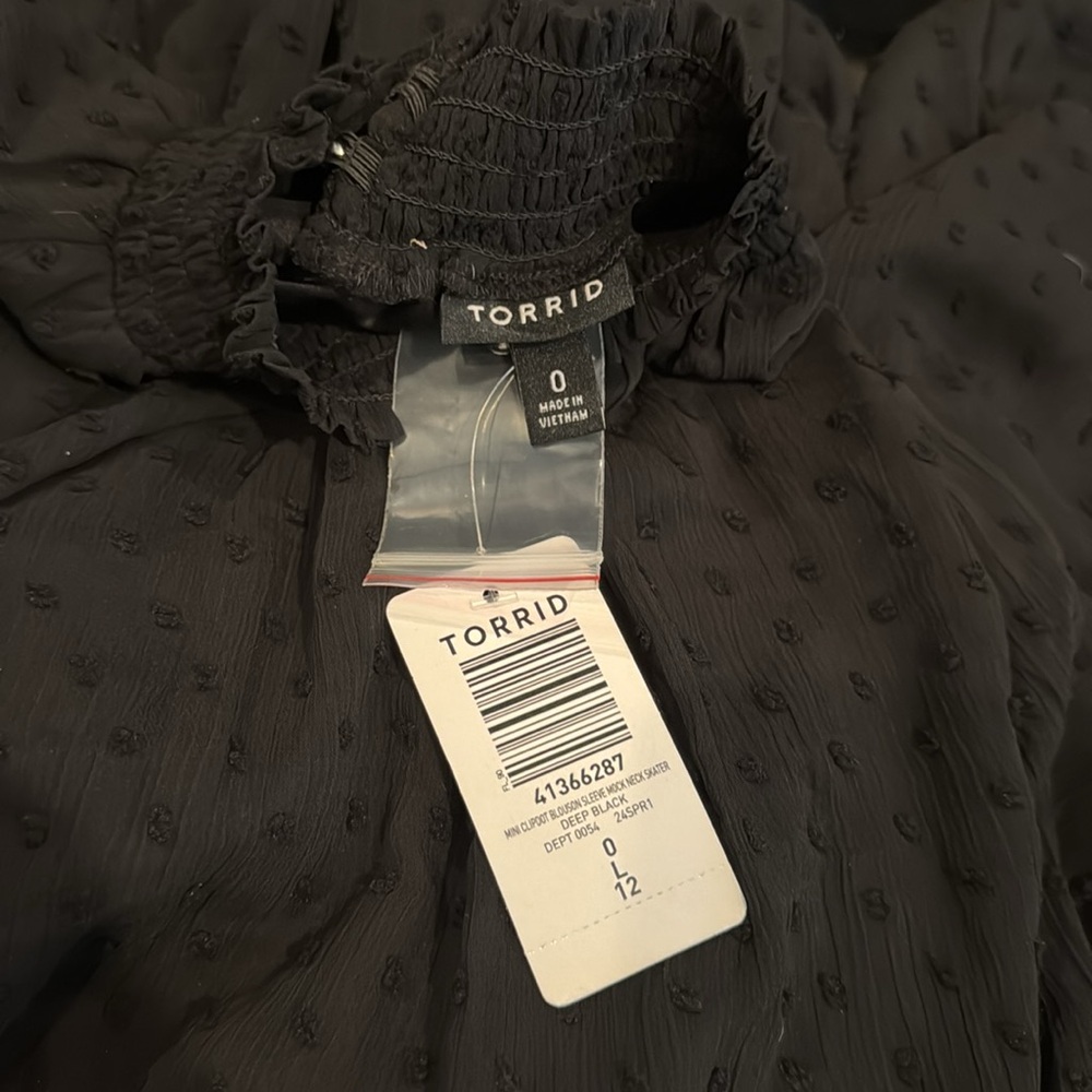 NWT Torrid Black Fit and Flare Dress with Bishop Sleeves - Picture 5 of 5